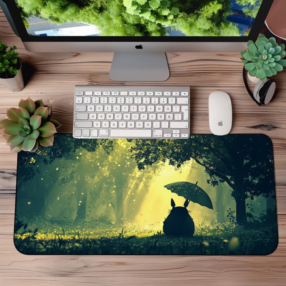 Desk Setup Aesthetic - Dromerige Groene Bos Totoro Grote Bureaumat