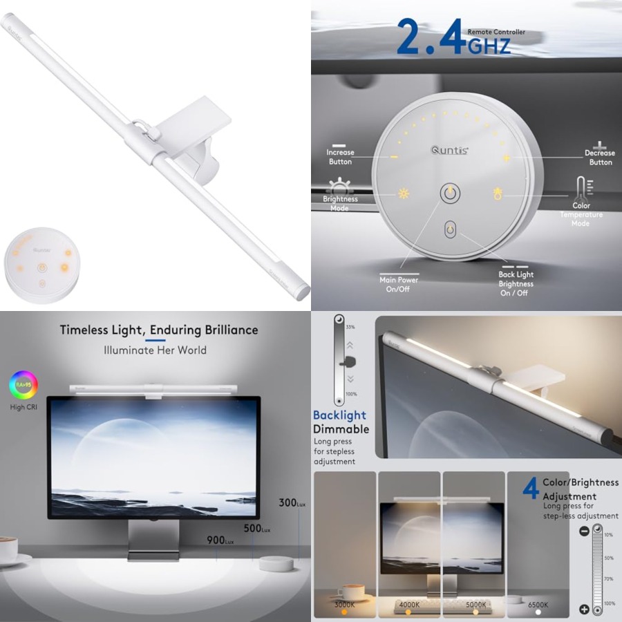 Desk Setup No Computer - Monitorlichtbalk met afstandsbediening, oogbescherming zonder verblinding,