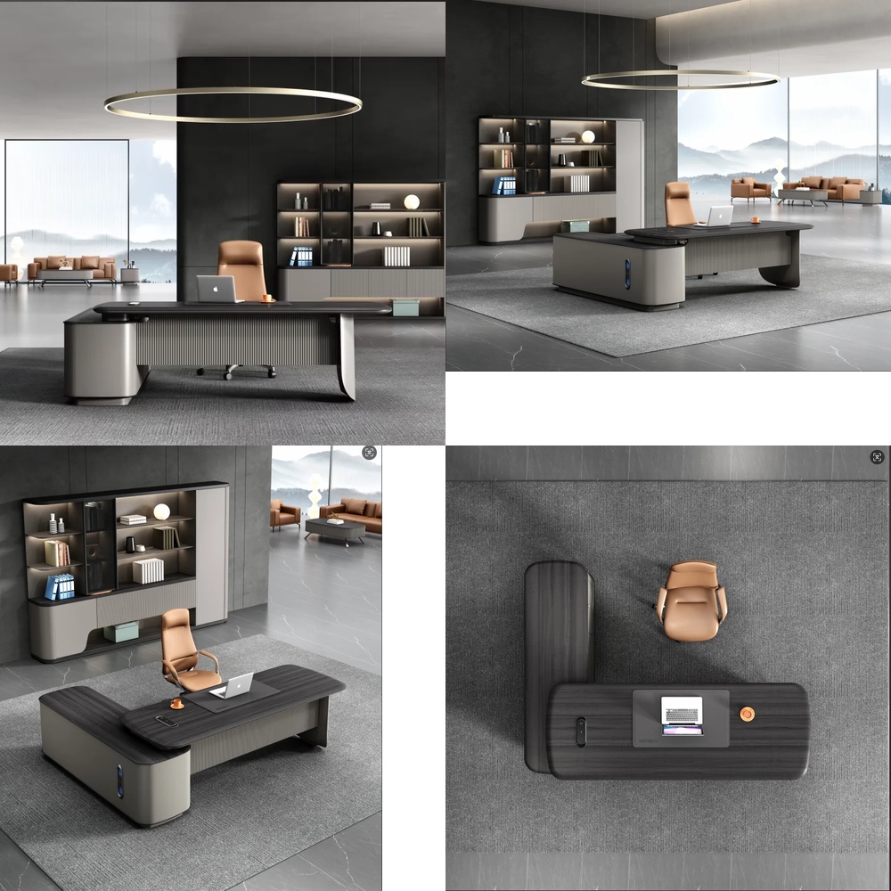 Work Desk Home Setup - Modern luxe L-vormig bureau met bijzettafel