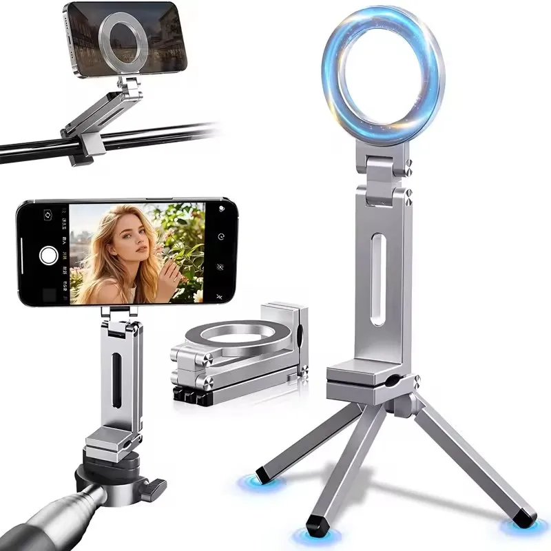 Desk Setup Essentials - Magnetische selfie-telefoonhouder Reisbenodigdheden Flexibele rotatie Handsfree