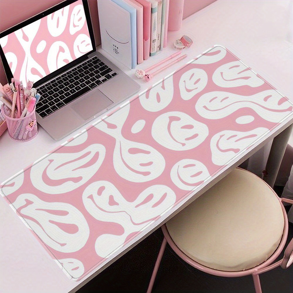 Desk Setup Aesthetic - Esthetische roze bureaumat, grote muismatset met