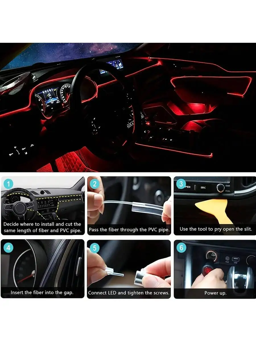 Ambient Light Bar Usb - Auto-interieurverlichting, USB auto LED-lichtbalk, auto-sfeerverlichtingsset 236