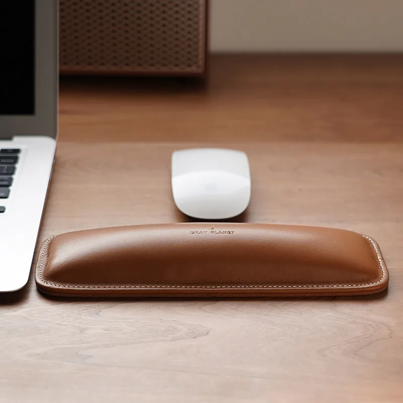 Ergonomic Desk Setup Keyboard - Echt lederen polssteun Top-Grain lederen toetsenbordkussen