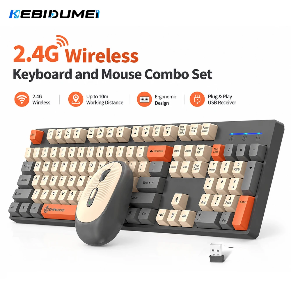 Desk Setup Keyboard - KEBIDUMEI 2.4G draadloos toetsenbord en muis