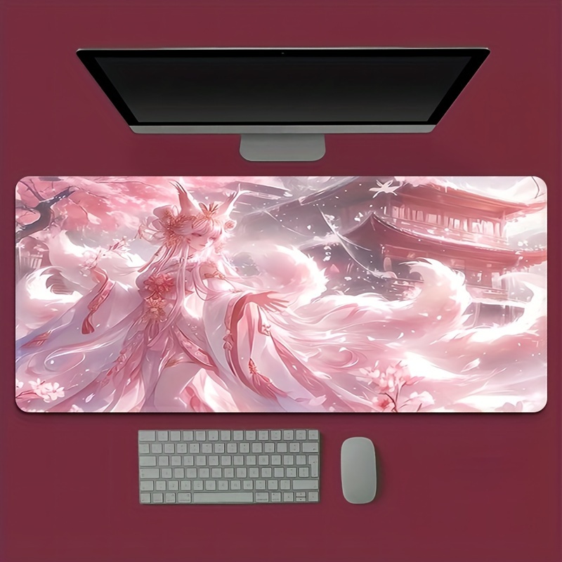Desk Setup Aesthetic - Anime Fox Girl bureaumat, uitgebreide antislip