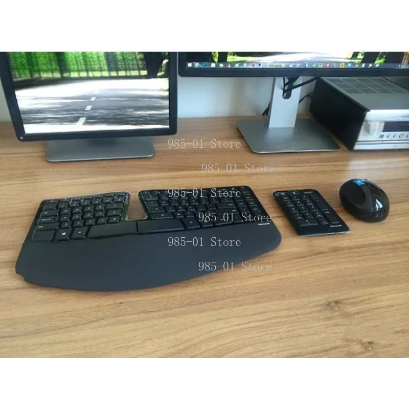 Desk Setup Keyboard - Draadloos toetsenbord- en muisset, ergonomische desktopcombo