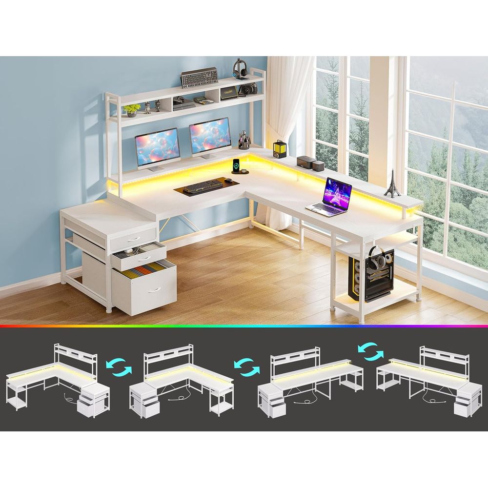 104-inch L-vormig bureau voor  - Desk Setup No Computer recensie en prijs