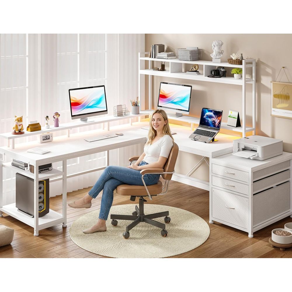 104-inch L-vormig bureau voor  - Desk Setup No Computer recensie en prijs