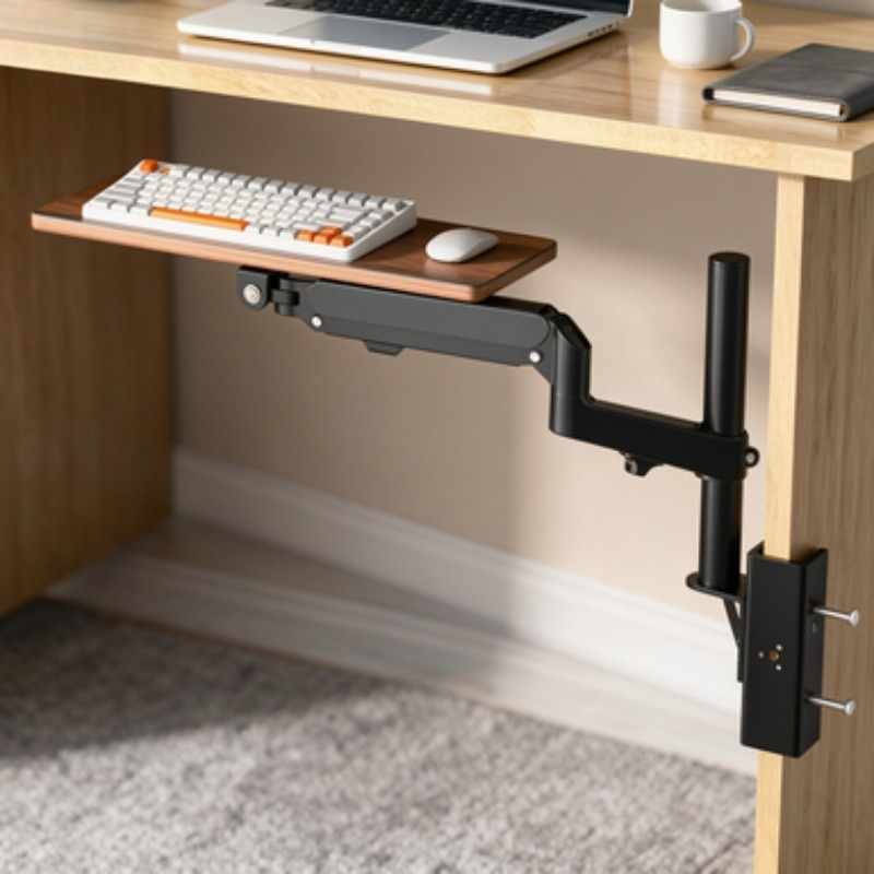 Bespaar ruimte onder het burea - Ergonomic Desk Setup Keyboard recensie en prijs
