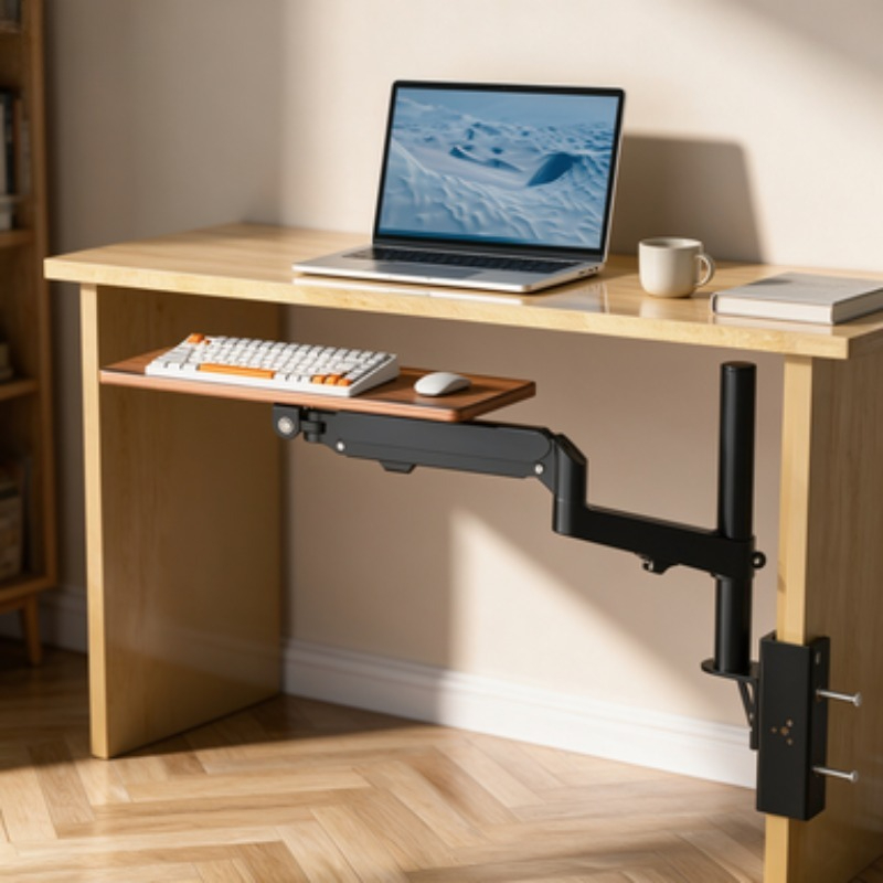 Bespaar ruimte onder het burea - Ergonomic Desk Setup Keyboard recensie en prijs