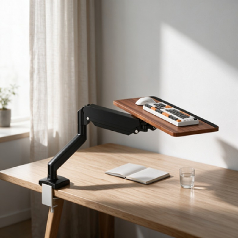 Bespaar ruimte onder het burea - Ergonomic Desk Setup Keyboard recensie en prijs