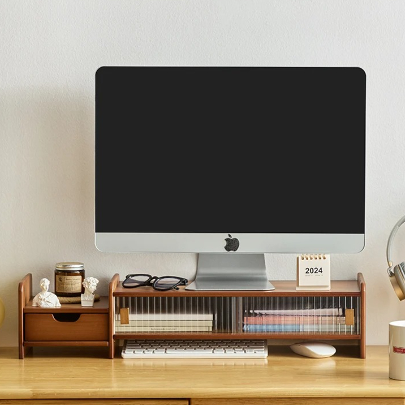 ‌ Monitorstandaard met lade-ve - Monitor Riser Wood recensie en prijs