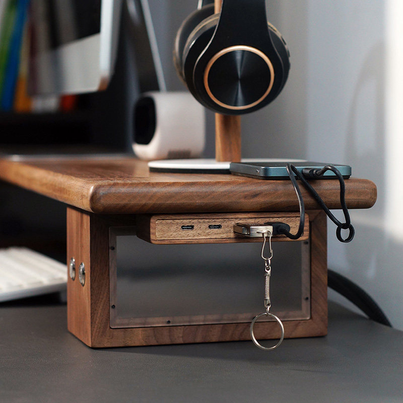 USB 3.2 Hub met zelfklevende b - Monitor Riser Wood recensie en prijs