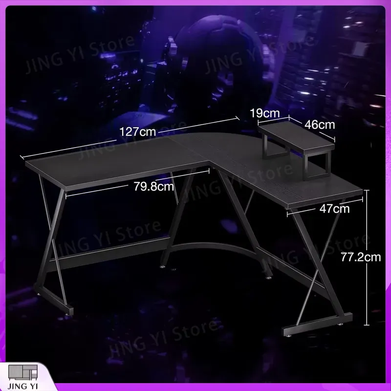 L-vormig gamingbureau met moni - Desk Setup No Computer recensie en prijs