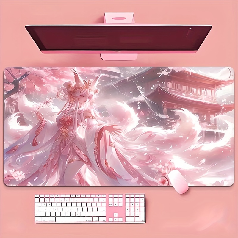Anime Fox Girl bureaumat, uitg - Desk Setup Aesthetic recensie en prijs