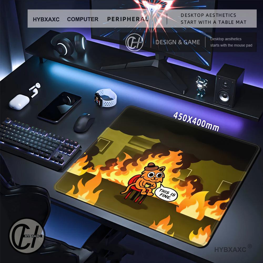 HYBXAXC This Is Fine Cat Meme  - Work Desk Home Setup recensie en prijs