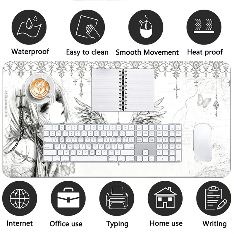 Leren muismat Zwart Wit Anime  - Desk Setup Cozy recensie en prijs